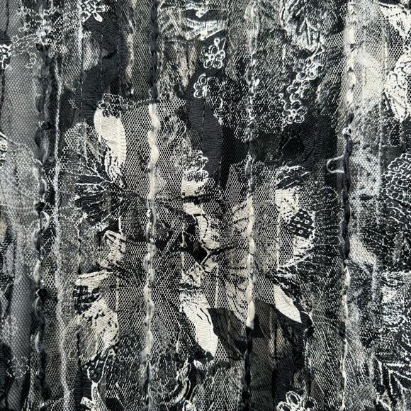 Damee, Inc Blouse Size Small Black and White Semi Sheer Button Up Avangard Top - Picture 6 of 13